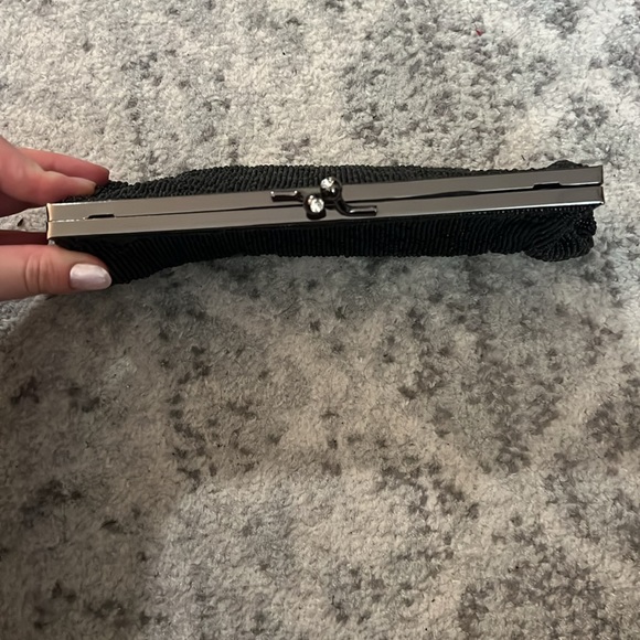 great condition black beaded clutch with chain - Picture 3 of 6